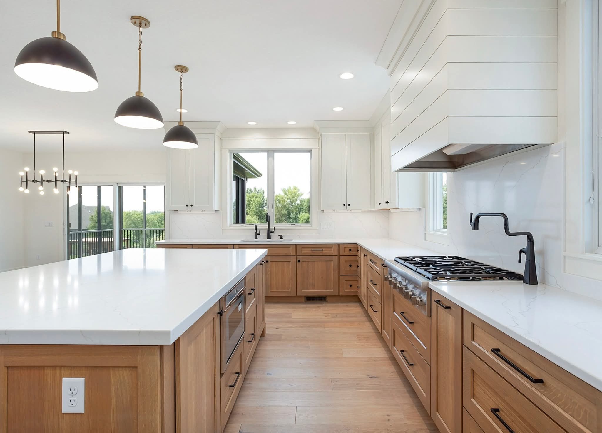 Oak and white kitchen renovation by PrestigeCore